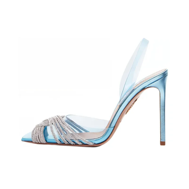 AQUAZZURA Rhinestone-embellished Sling-back Stilettos-0