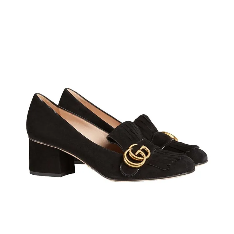 GUCCI Chunky Heel High Heels 5.5cm Women's Black-1