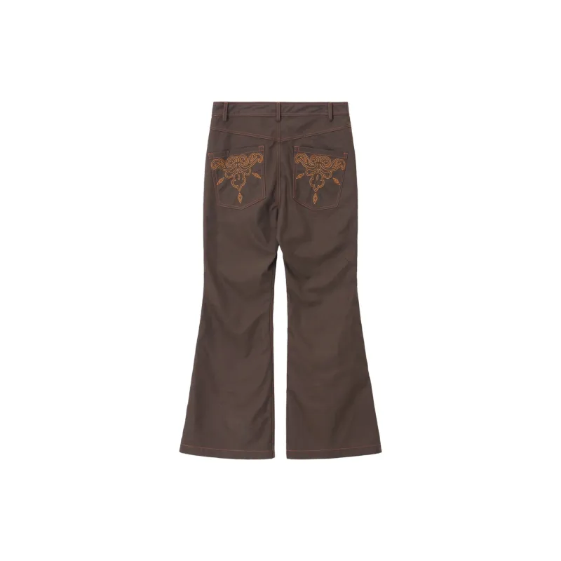 UNVESNO Casual Pants Unisex Dark Red Brown-1