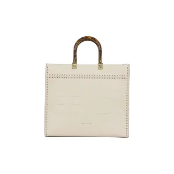 FENDI Calfskin Tote Bag, Shopping Bag, Shoulder Bag, Handbag Women's Ivory White