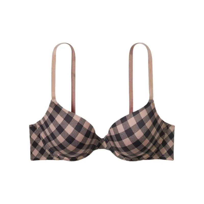 Victoria's Secret WEAR EVERYWHERE PINK Bra Women's Coffee Plaid-0