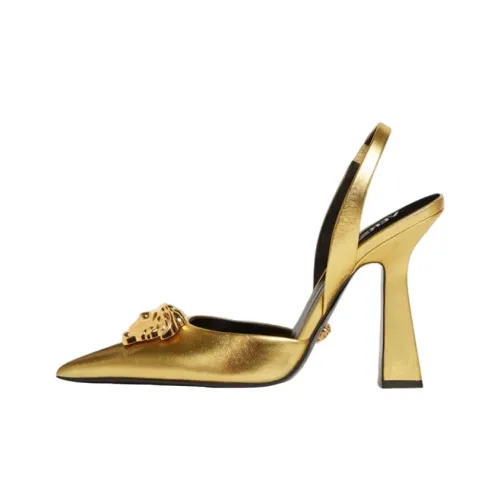 FANSIZHE La Medusa Chunky Heel High Heels Women's Gold