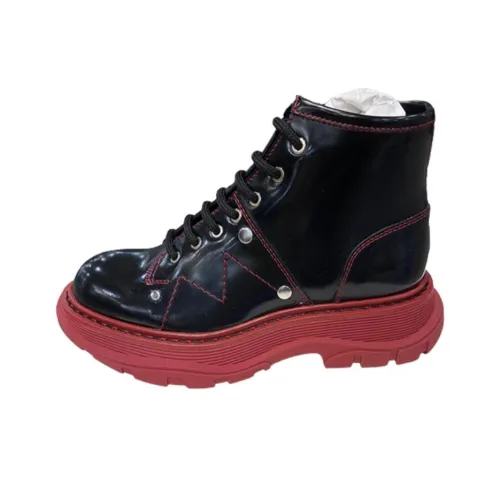 Alexander McQueen Studded Polished Leather Ankle Boots 'Black' Women's