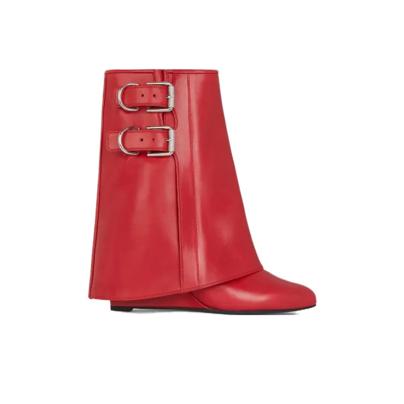 Givenchy Shark Lock Ankle Boots 6.1cm Women's Red-1