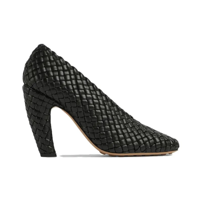 Bottega Veneta Canalazzo Chunky Heel High Heels 10cm Women's Black-1