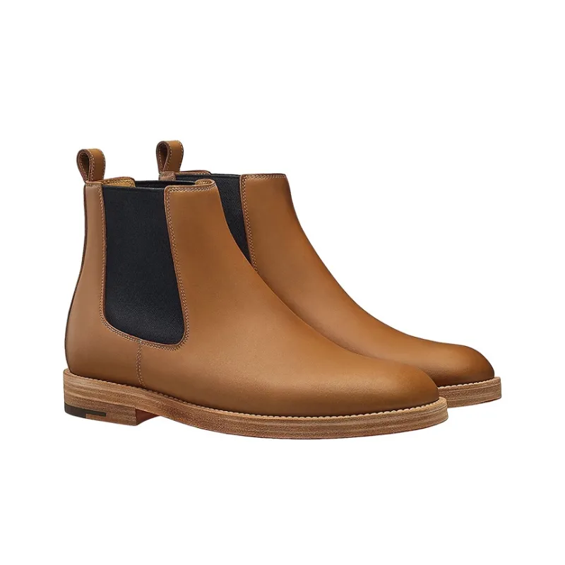 HERMES Caracole Ankle-Length Chelsea Boots Men's Brown-3