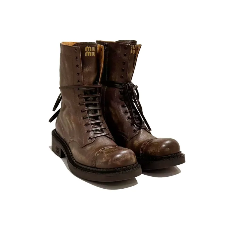 MIU MIU FW24 New Year Collection Ankle Boots 3.5cm Women's Brown-2