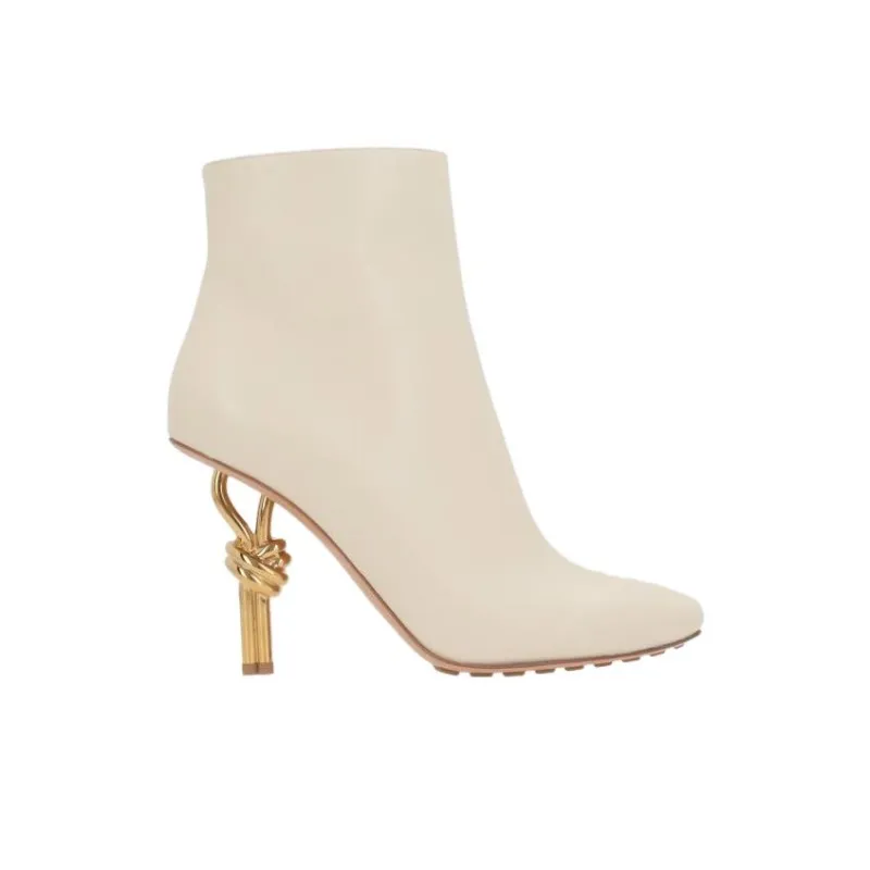 Bottega Veneta Knot Ankle Boots Women's White-1