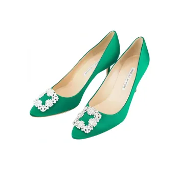 MANOLO BLAHNIK Slim Heel High Heels 7CM Women's Green