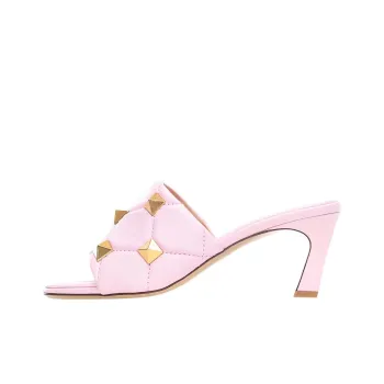 Valentino Roman Stud Slim Heel Slide Slippers 6.5cm Women's Pink