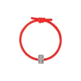 Heart Pink Purple Square Zircon Beaded Bracelet with Red Leather Strap