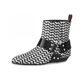 LOUIS VUITTON Rhapsody Ankle Length Boots Women's Black White