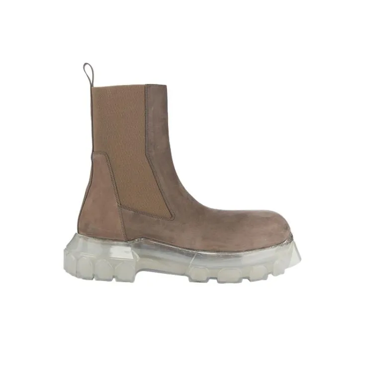 RICK OWENS/RO Beatle Bozo Chelsea Boots 5.5cm Men's Gray Brown-1