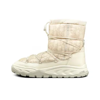 DIOR Snow Warm Slip Resistant Coverage Short Snow Boots Men's Gray White