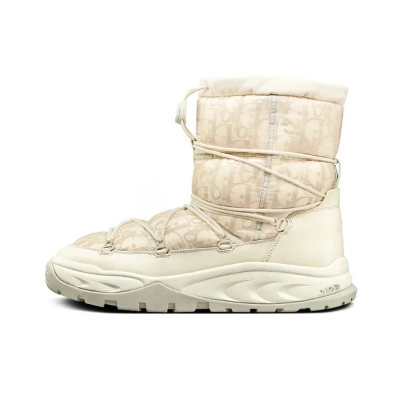 DIOR Snow Warm Slip Resistant Coverage Short Snow Boots Men's Gray White-0