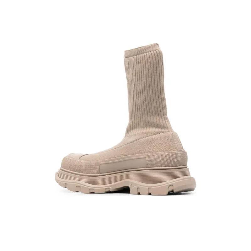 Alexander McQueen Graffiti Knit Tread Slick Boot Beige-3