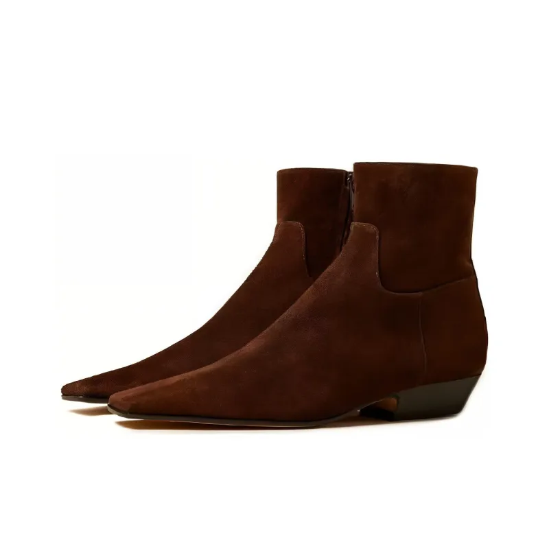 KHAITE The Marfa Suede Ankle Boots-2