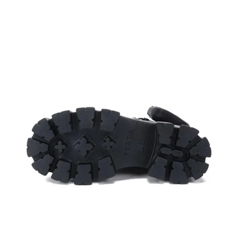 PRADA Women's Monolith Brushed Rois Leather And Nylon Boot 'Black'-4