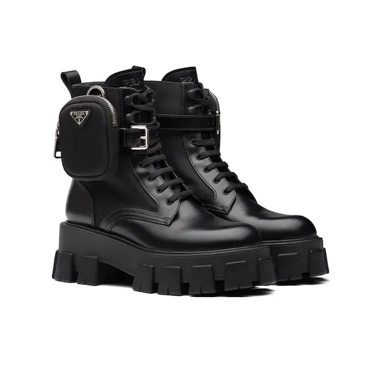 PRADA Monolith Pouch-detail Leather Boots-2