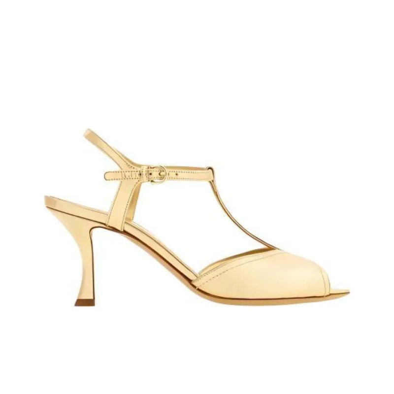 FERRAGAMO Slim Heel High Heels 7cm Women's Gold-1