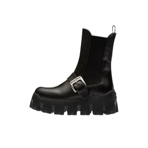 MIU MIU Short Chelsea Boots Women's Black