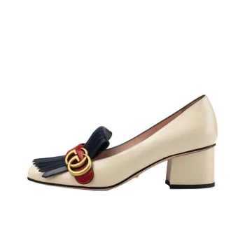 GUCCI Marmont Chunky Heel High Heels Women's Ecru