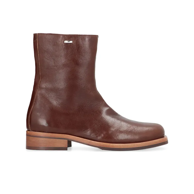 OUR LEGACY Square-toe Ankle Leather Boots-1