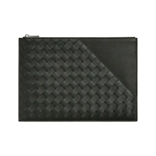 Bottega Veneta Intrecciato Lambskin Clutch Men's Dark Green