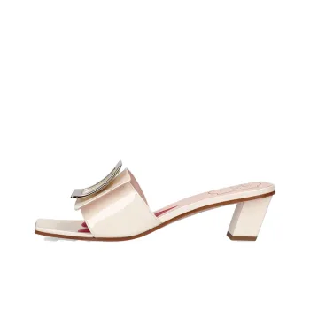 Roger Vivier Chunky Heel Slide Slippers 4.5cm Women's Beige Yellow