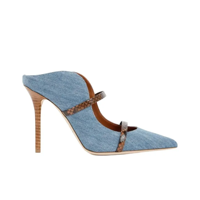 Malone Souliers Slim Heel High Heels 10cm Women's Blue-1