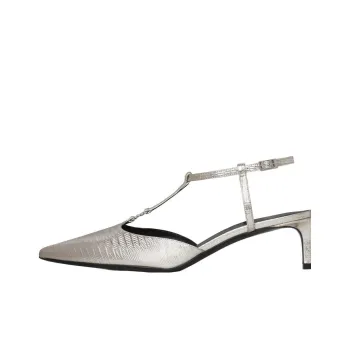 CELINE Triomphe KITTEN T BAR Slim Heel High Heels 5cm Women's Silver