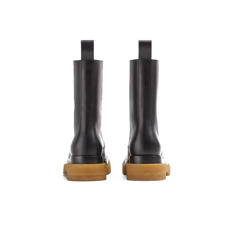 Bottega Veneta Military Calf Lace Up Boot Black-4