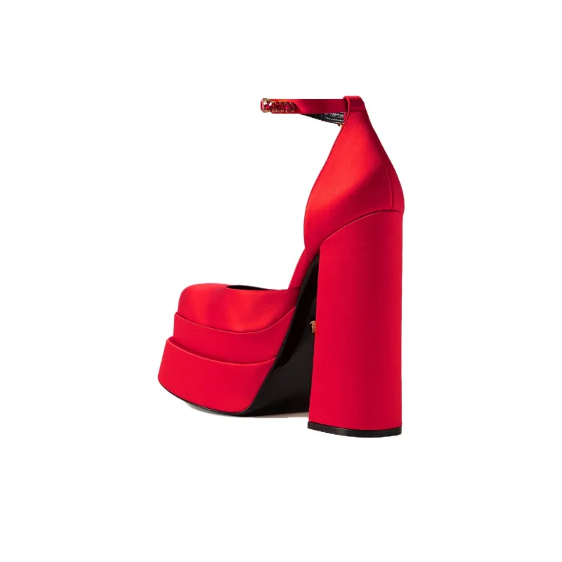 FANSIZHE Medusa Aevitas Chunky Heel High Heels Women's Red-3