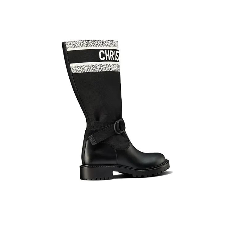 DIOR D-Major Knee-high Boots Women's Black-1