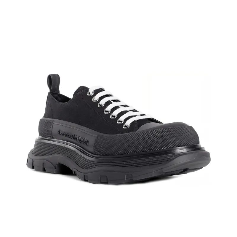 Alexander McQueen Tread Slick Lace Up Sneakers 'Triple Black'-3