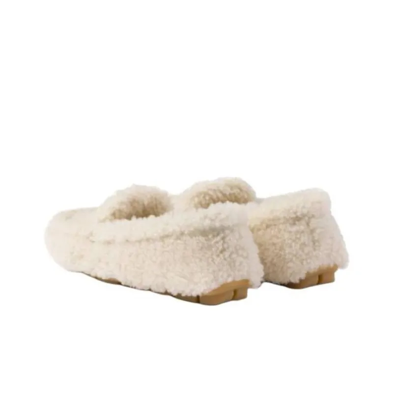 PRADA Triangle Loafers Women's Ecru-3