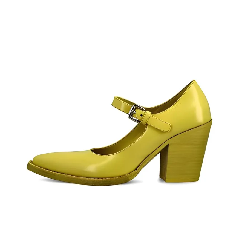 PRADA Chunky Heel High Heels Women's Yellow-0