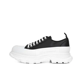 Alexander McQueen Tread Slick Low Lace Up Black Leather White