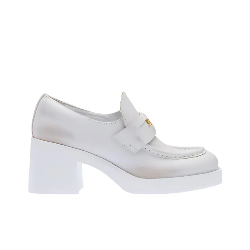 MIU MIU Penny Block Heel High Heels 7.5cm Women's White-1