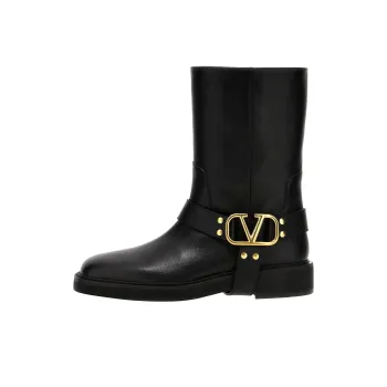 Valentino VLogo Plaque Square Toe Boots Women's