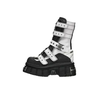 NEW ROCK Vetements Gamer Ankle Boots Men's Black White