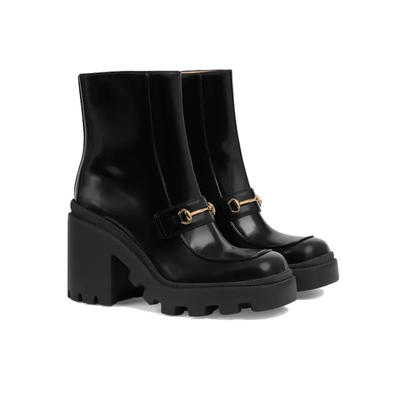 GUCCI 72mm Horsebit-detail Leather Boots-1