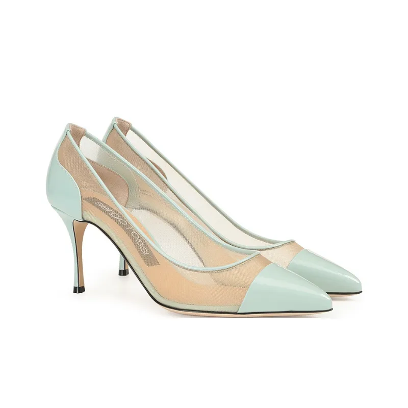 SERGIO ROSSI Godiva Slim Heel High Heels 7.5cm Women's Green-1