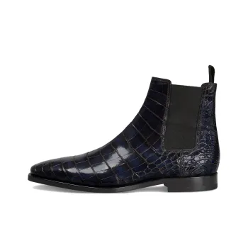 BERLUTI Caractère Éclair Short Chelsea Boots Men's Black Blue