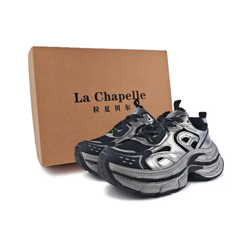 La Chapelle Platform Black Warrior Cushioning Wear-Resistant Low-Top Chunky Sneakers Women's Black