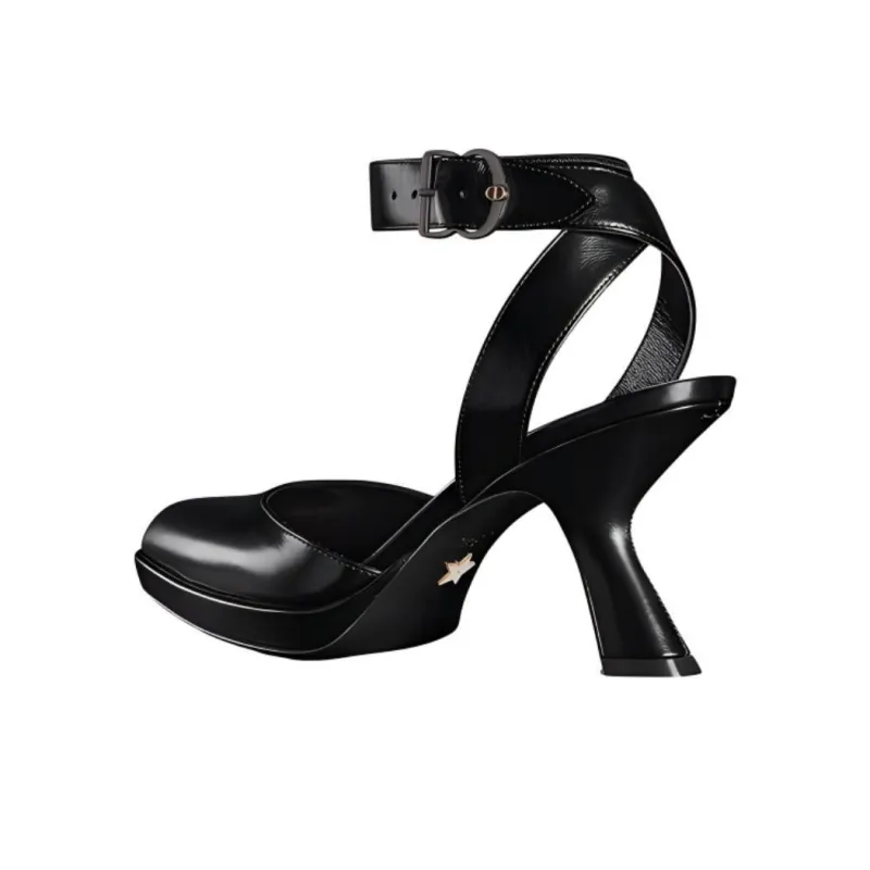 DIOR Soul Chunky Heel High Heels 8cm Women's Black-4