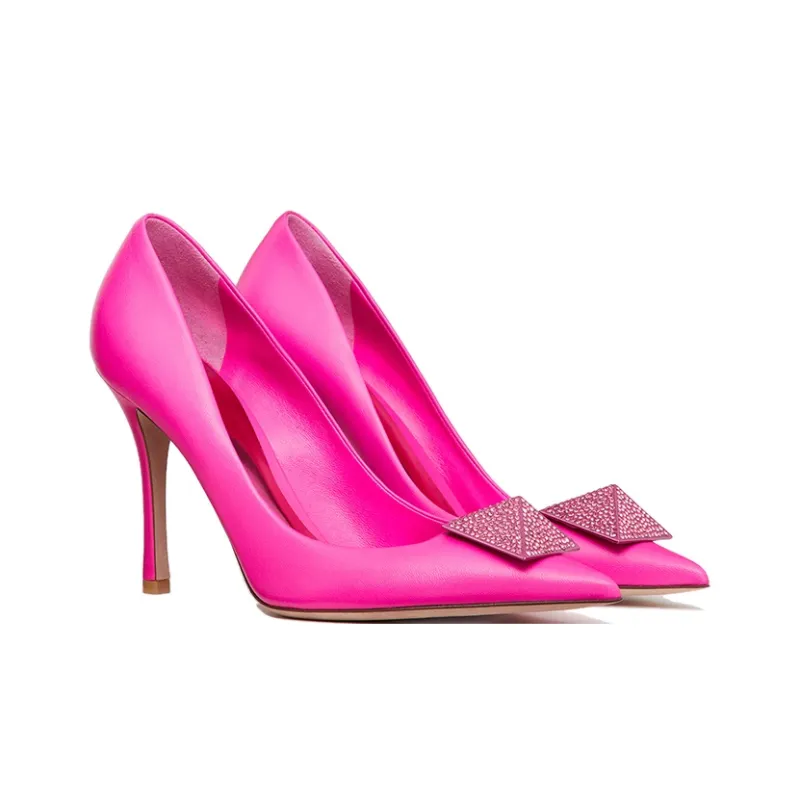 Valentino One Stud GARAVANI Slim Heel High Heels 10cm Women's Pink-2