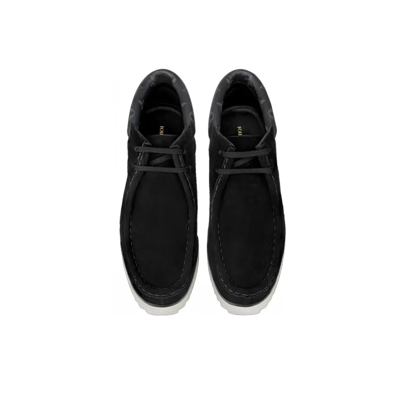 LOUIS VUITTON Mods Ankle Boots 'Black Suede With Faded Monogram Collar'-2