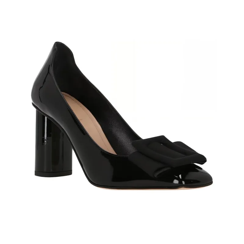 DIOR Chunky Heel High Heels Women's Black-2