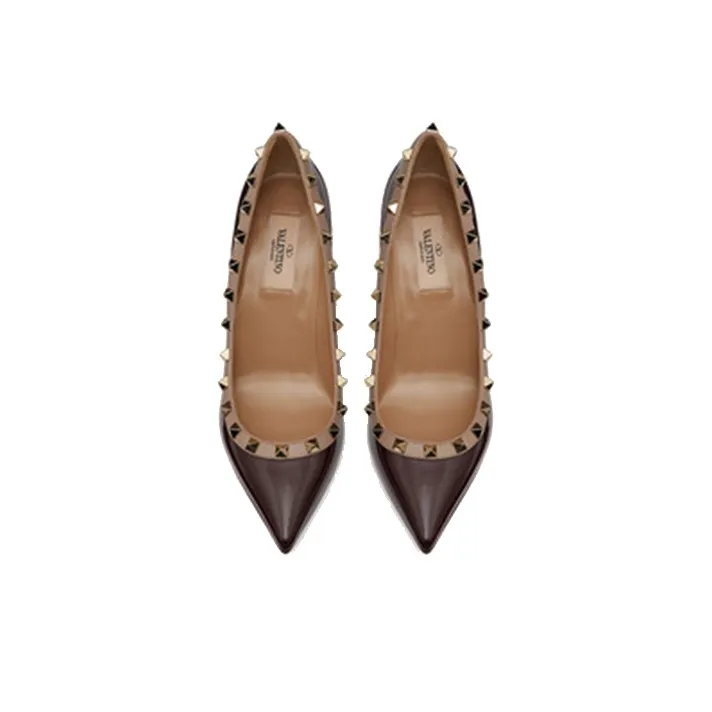 Valentino Rockstud High Heels Women's Red-3